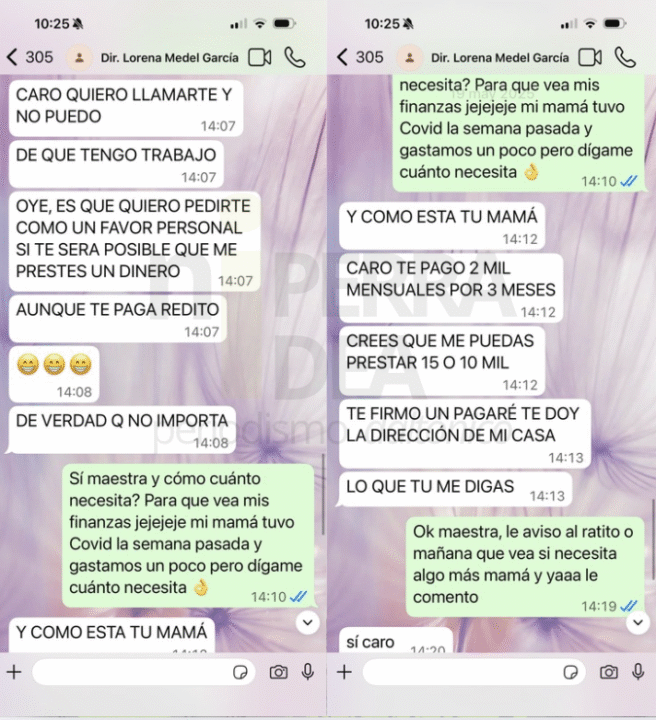 Medel le pidió un préstamo de entre 10 mil y 15 mil pesos